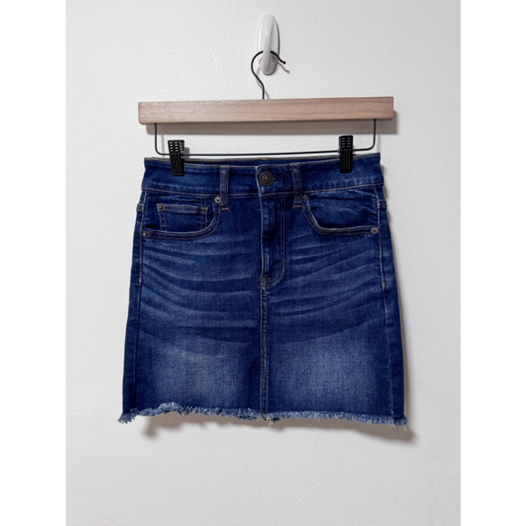 American Eagle Dresses & Skirts - American Eagle | Women's Stretchy Blue Denim Dark Wash‎ Hi-Rise Mini Skirt, Sz 2